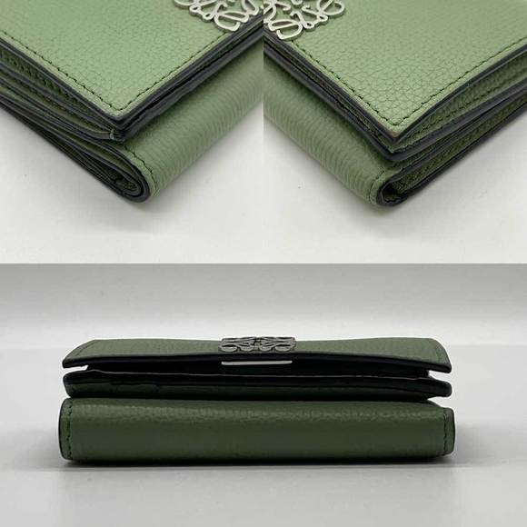 Loewe Loewe Leather Trifold Compact Wallet Green Leather Short Wallet - Picture 3 of 5